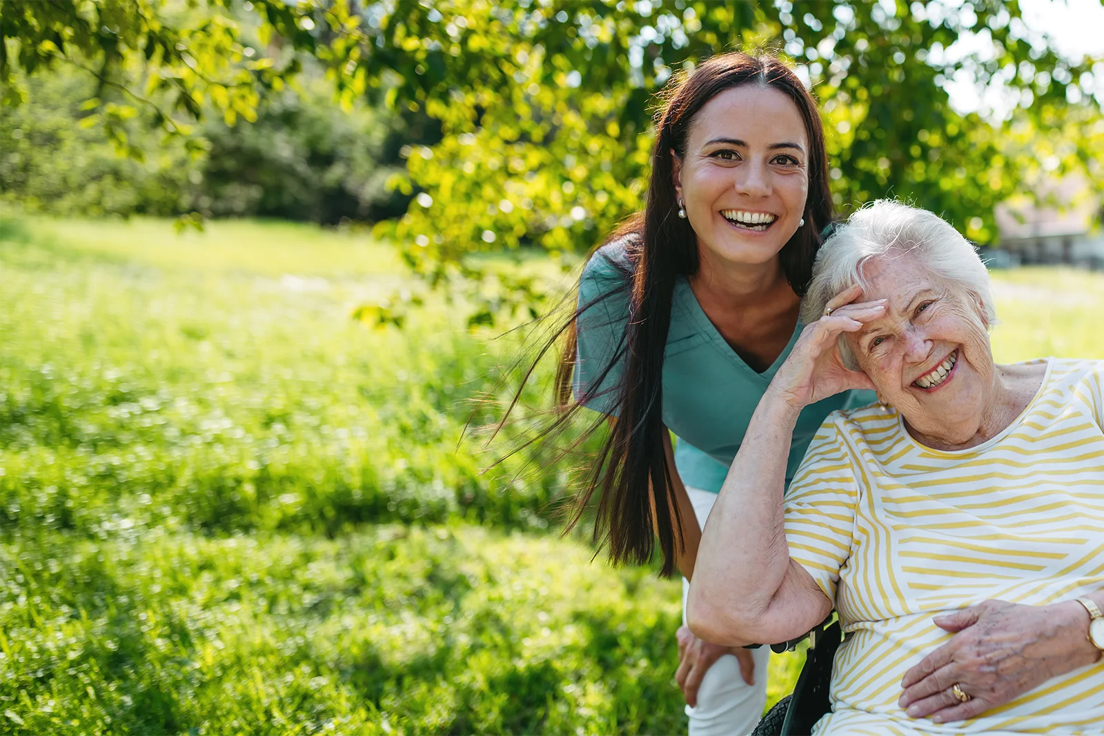 Aged care worker with a resident